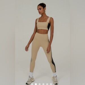 Women’s WE WORE WHAT- 2 Piece Set-Tan Leggings (Medium) & Bra (Large)